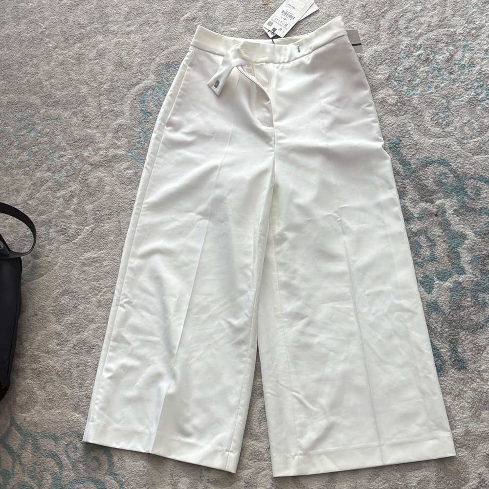 Zara Elegant Cream Wide-Leg Pants